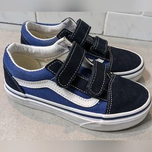 VANS Kids "Old Skool V" Velcro Shoes, Little Kid 13, Blue